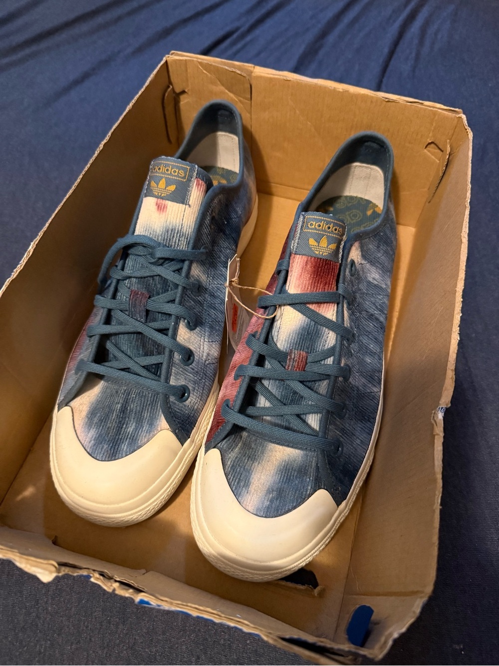 Adidas Men’s Nizza RF Blue Tie-Dye Low-Top Sneakers
